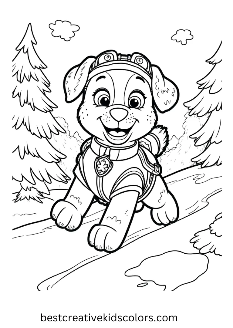 Everest slides down snowy hills to deliver warm supplies to pups in need.