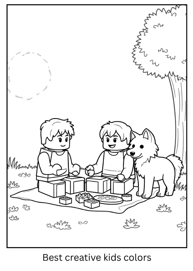 Family Picnic Outdoors – Minecraft Coloring Sheet