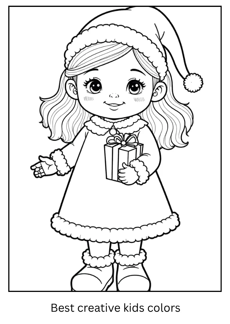 Festive Christmas Doll Coloring Sheet Festive Christmas Doll Coloring Sheet