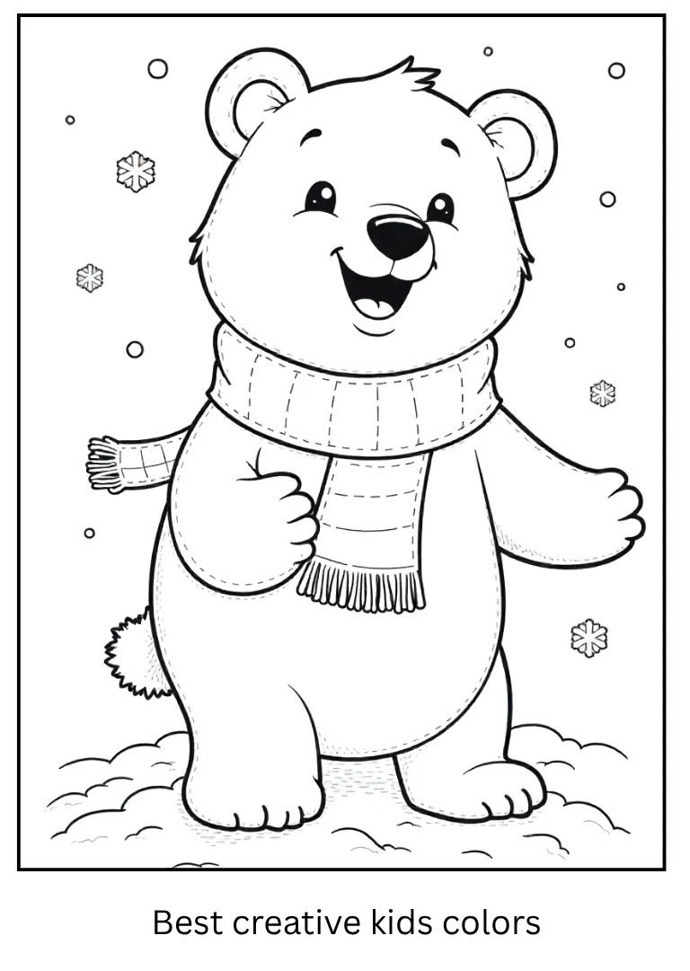 Festive Polar Bear Coloring Page Festive Polar Bear Coloring Page