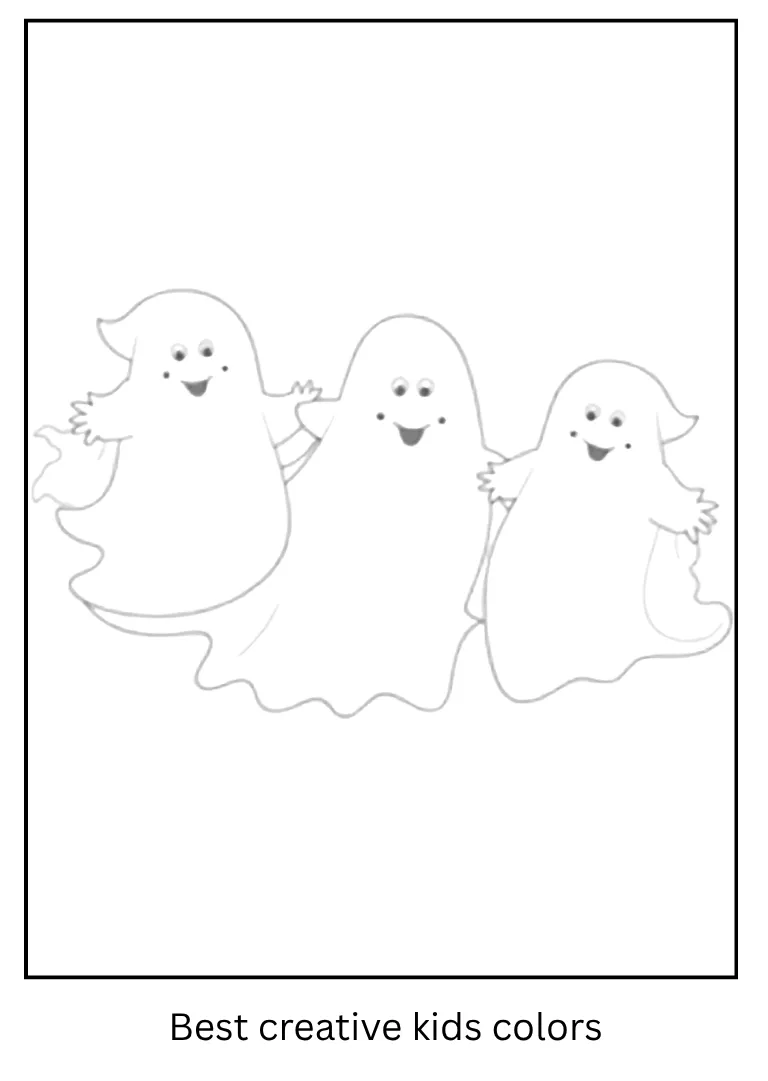 Floating Ghost Friends Halloween Coloring Sheet
