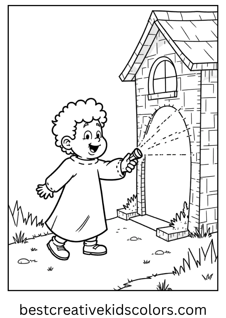 Fred with Flashlight Halloween Coloring Page