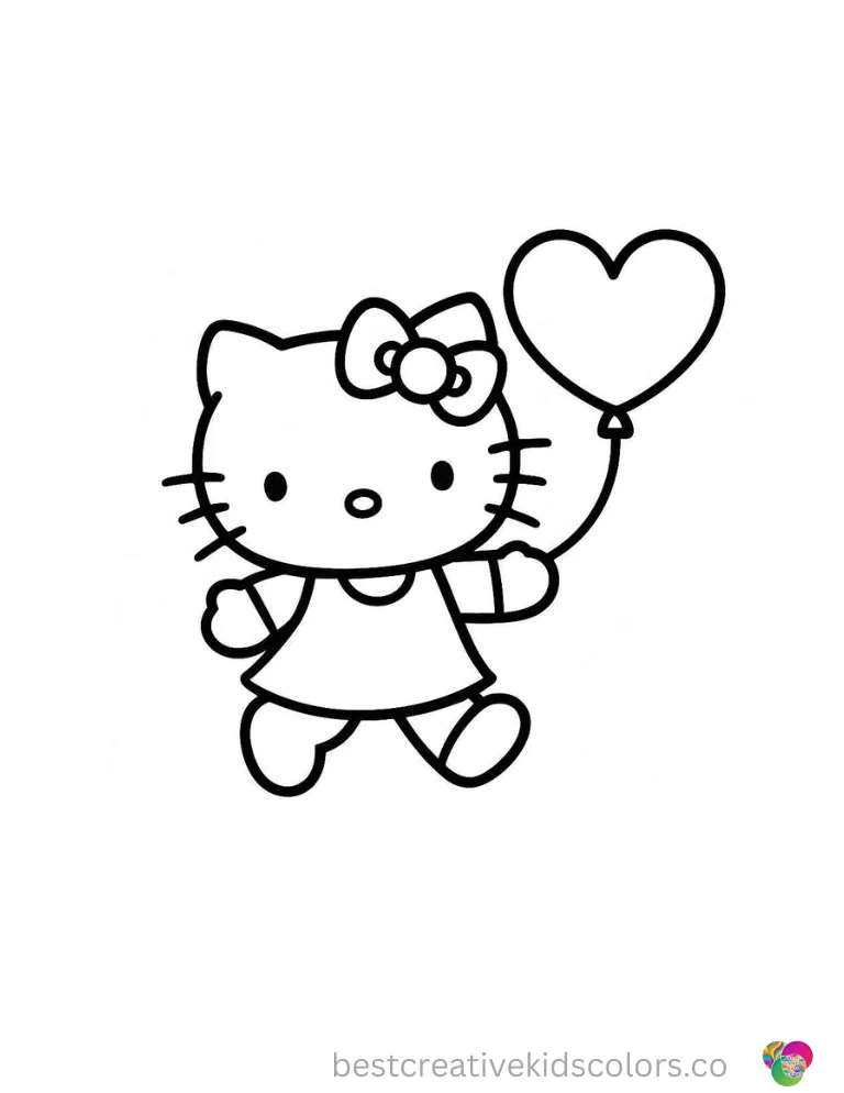 Hello Kitty sits neatly holding a simple smooth rose on a blank background.