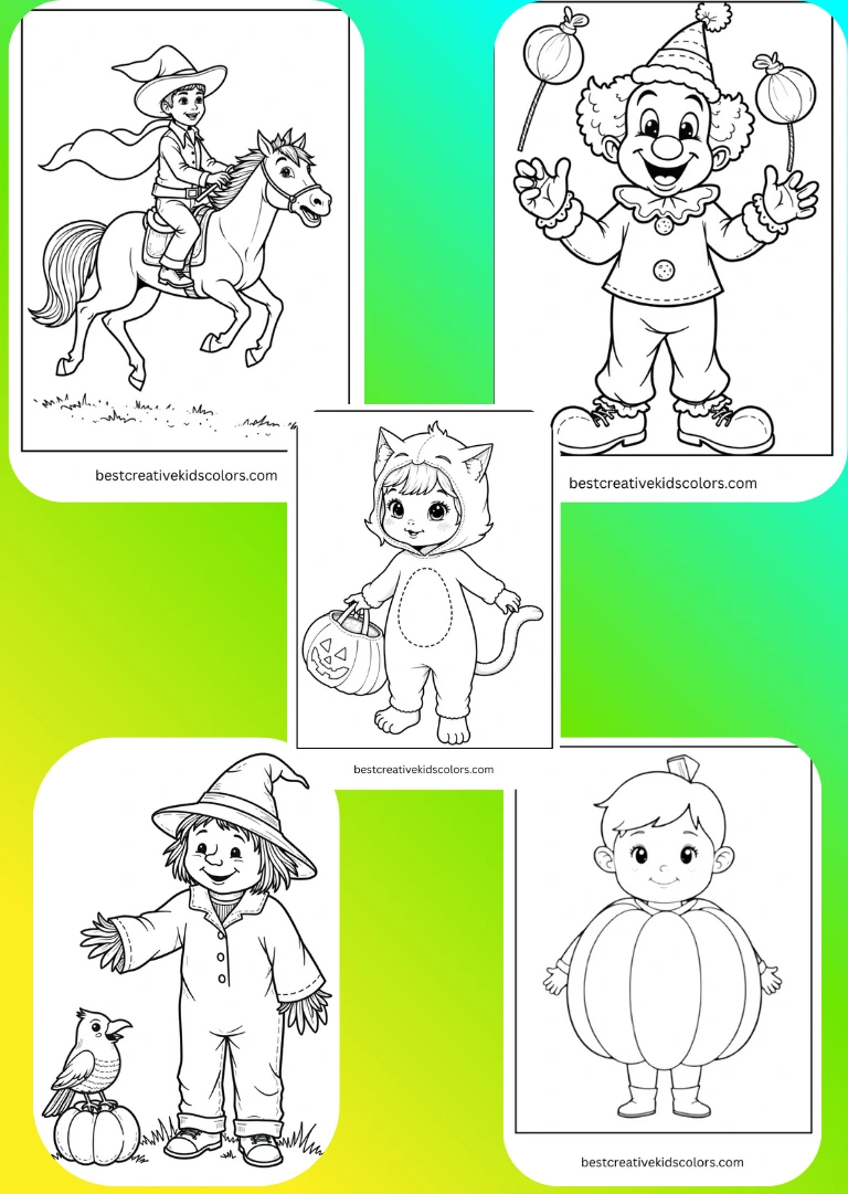 Free Halloween Costumes and Characters Coloring Pages for Kids