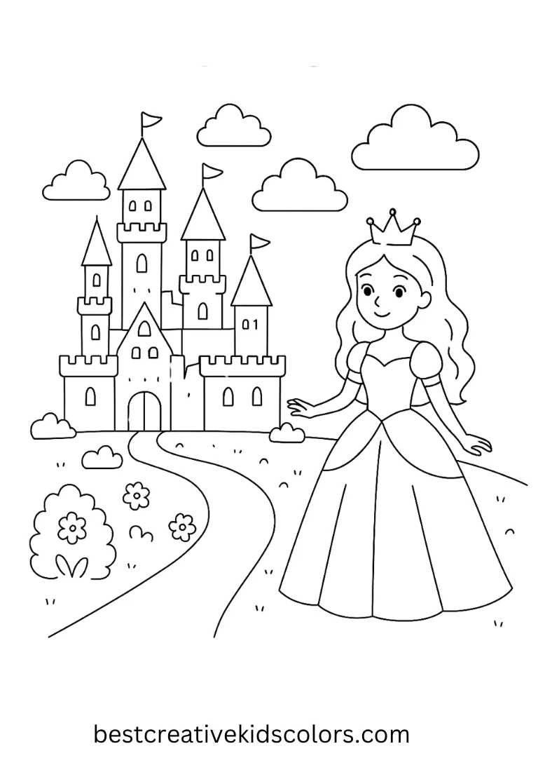 Add colors to towers, gardens, and cheerful royal rooms.