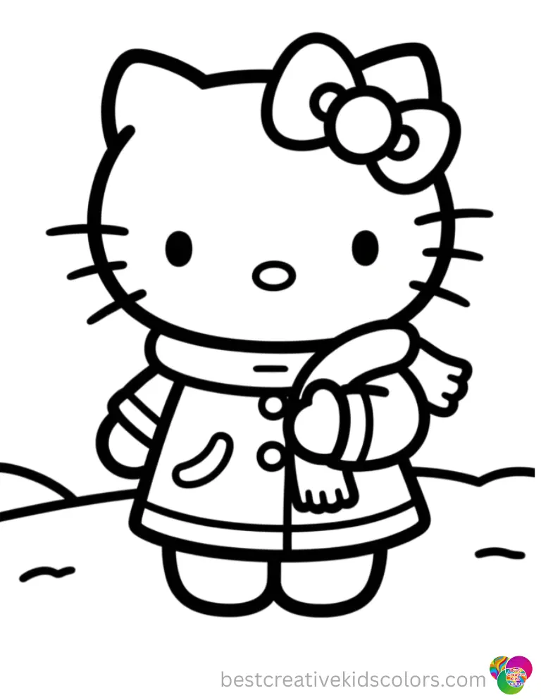 Cute Christmas Hello Kitty Coloring Sheets Hello Kitty carries a pinecone wreath with a giant silk bow.