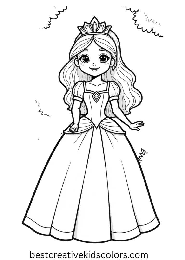 Enjoy princess fun with Free coloring pages for kids princess, full of magical scenes.