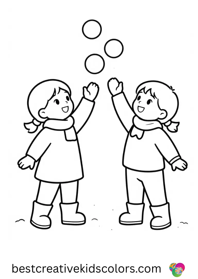 Free frozen coloring pages printable pdf Printable pages of Elsa and Anna tossing snowballs in bright, open winter settings.
