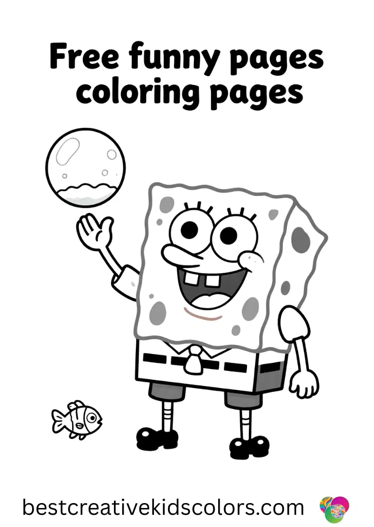 Free funny spongebob coloring pages shows SpongeBob tossing tiny snow globes to playful fish.
