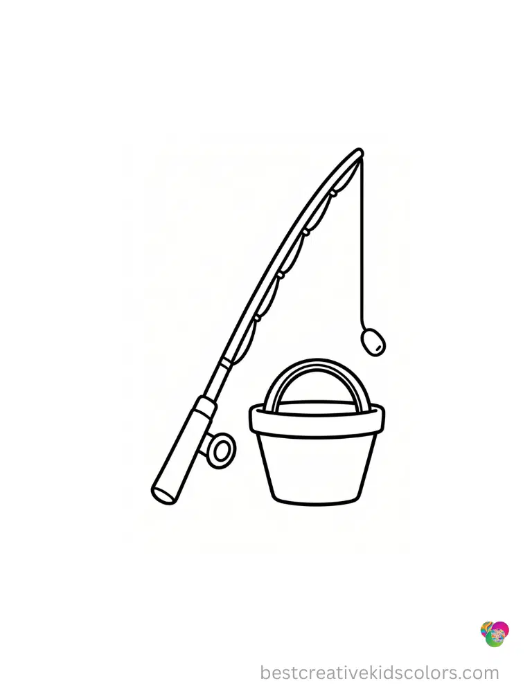 Free printable Father's Day cards PDF shows a fishing pole leaning against a basket