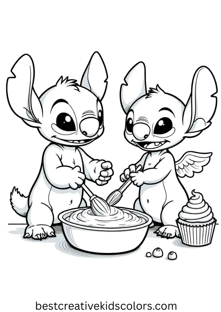 Free printable Stitch and Angel coloring pages