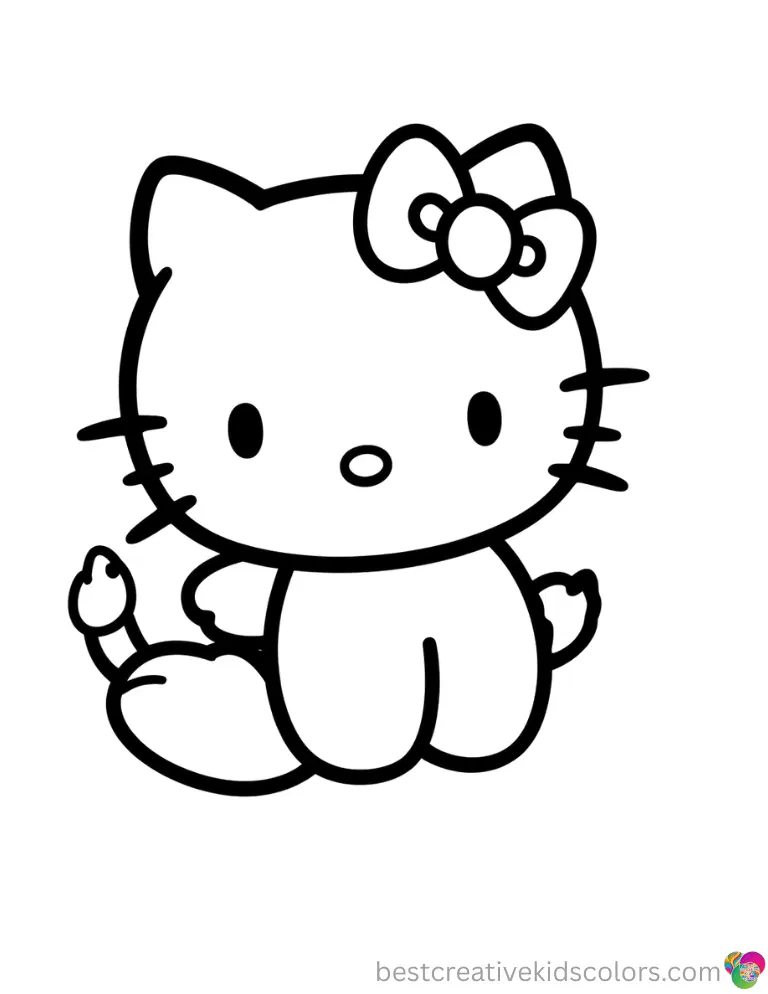 Hello Kitty nicely touches a tiny pebble completely in free printable hello kitty pictures.