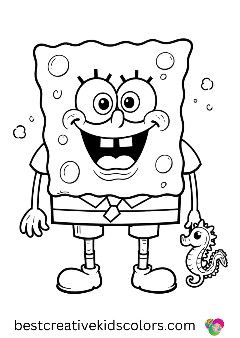 SpongeBob meets a tiny seahorse friend in Free printable spongebob characters coloring pages animals.
