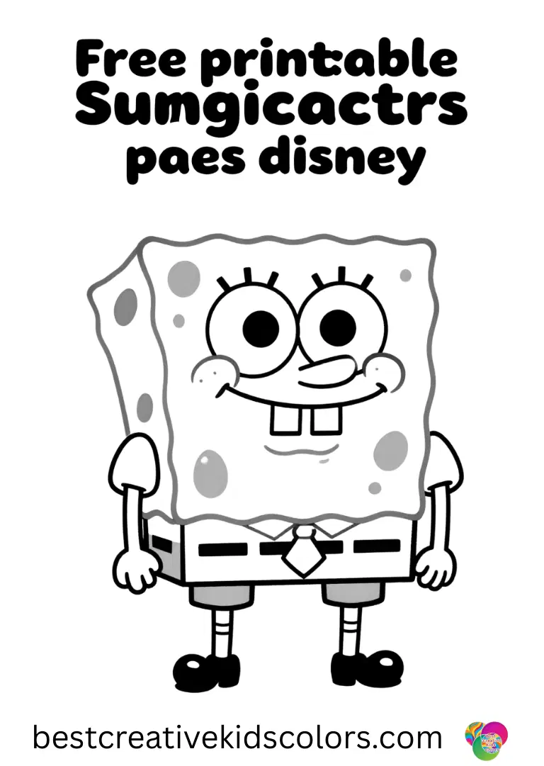 SpongeBob peeks from behind a waving seaweed in Free printable spongebob characters coloring pages disney.