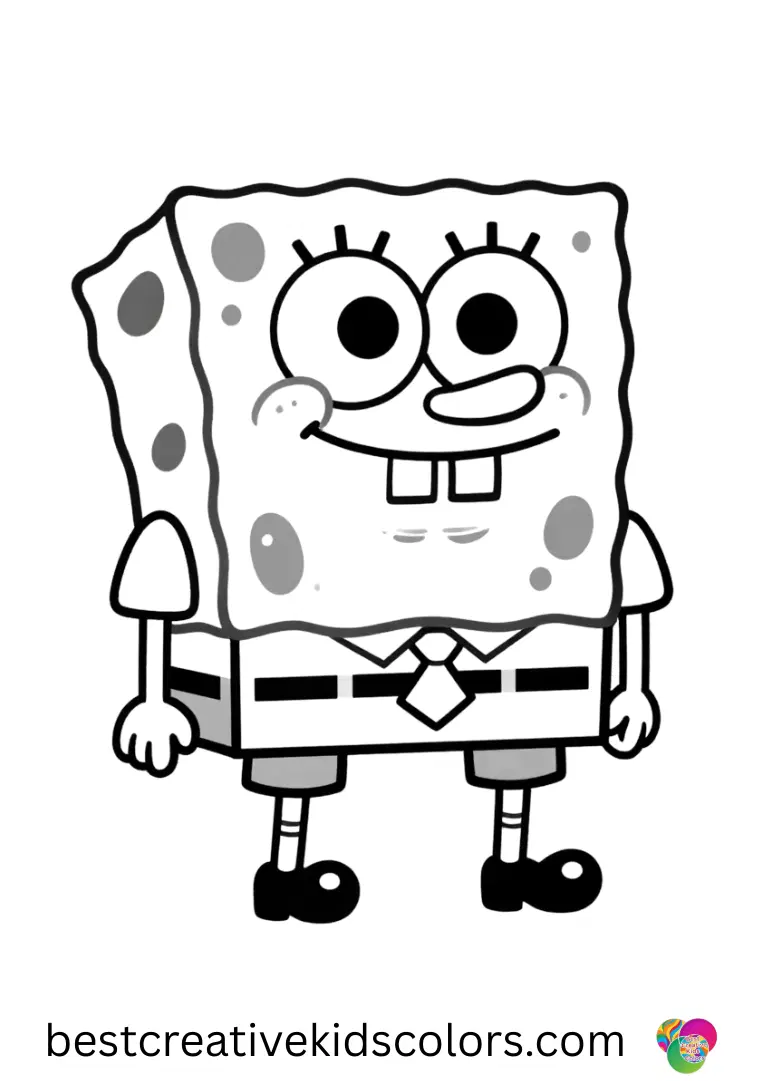 SpongeBob balances on colorful pebbles in Free printable spongebob characters coloring pages easy.