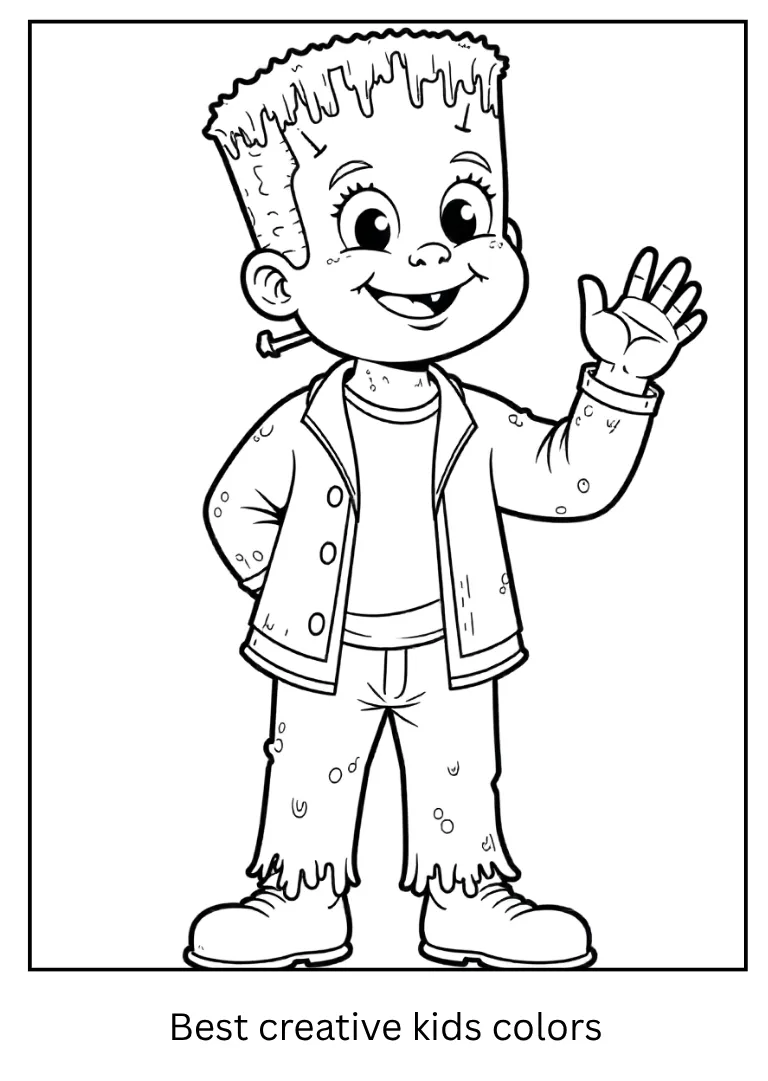 Friendly Frankenstein Coloring Page for Kids