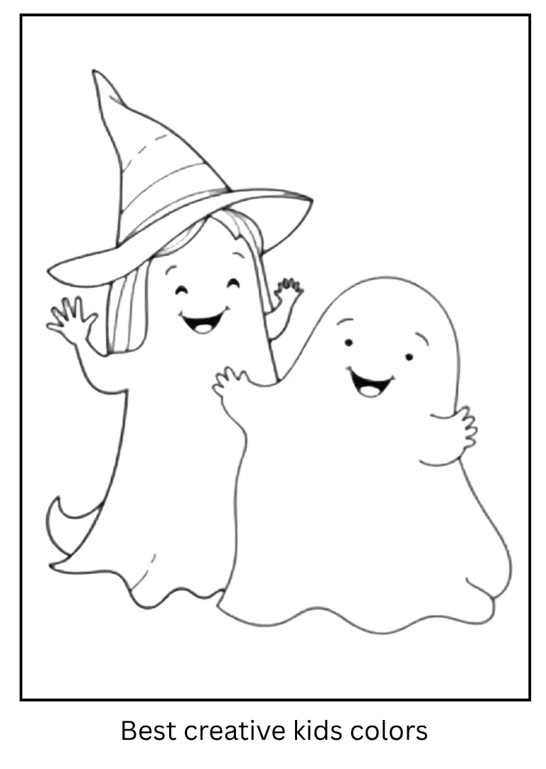 Friendly Ghost and Witch Halloween Printable