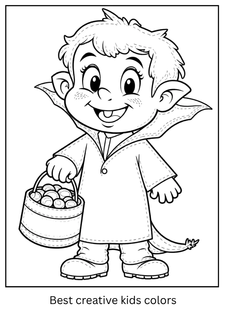Friendly Vampire Halloween Colouring Page