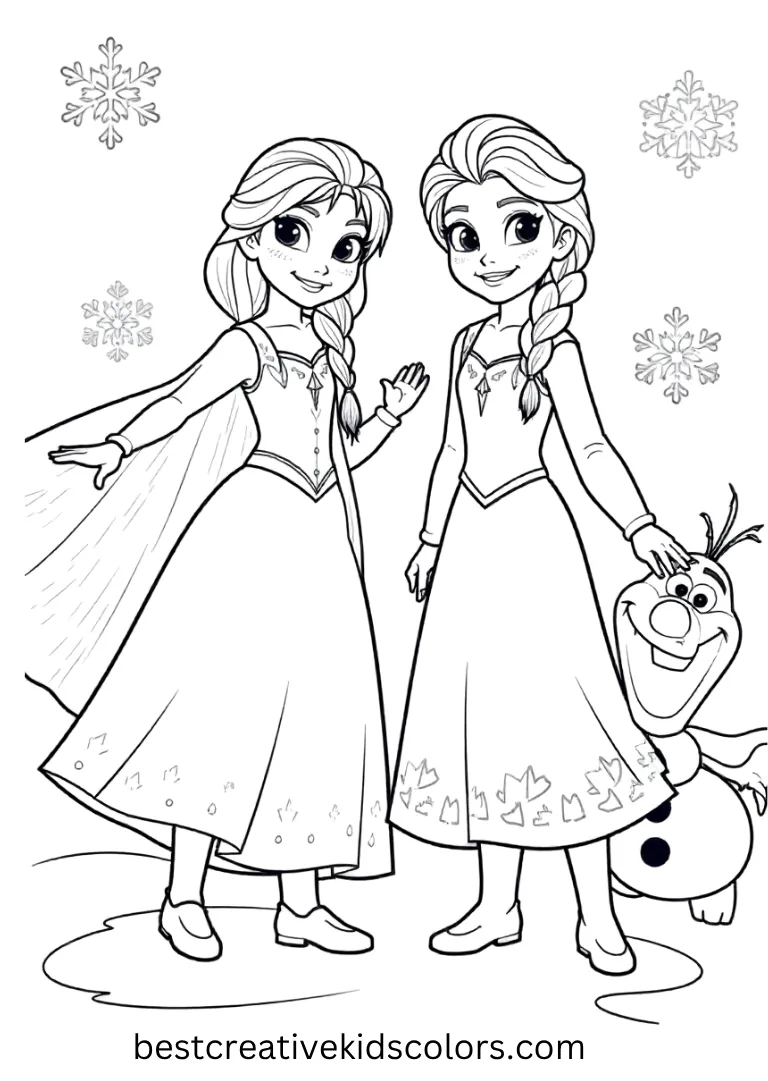 Frozen Friends Ice Adventure Disney Coloring Page Join favorite Frozen characters in ice adventures with fun Disney Coloring Pages.