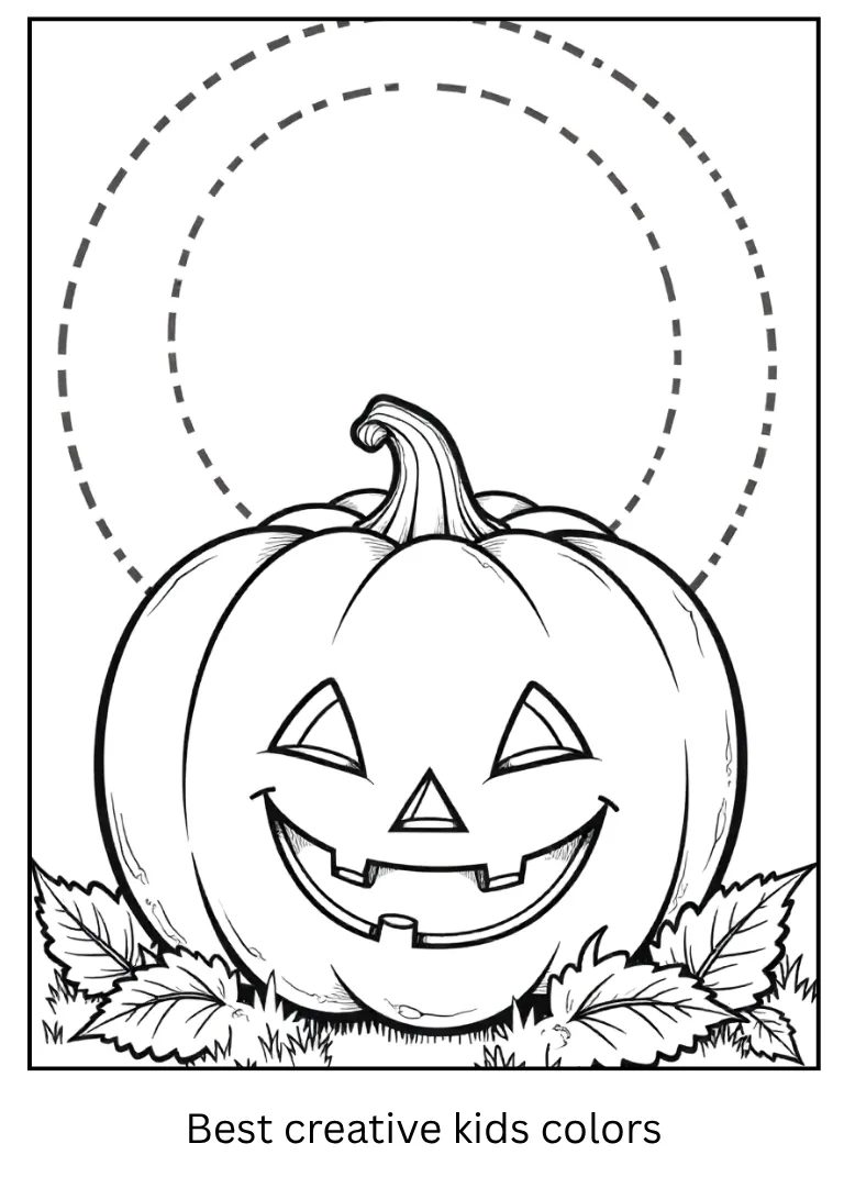 Full-Moon Pumpkin Coloring Page for Halloween