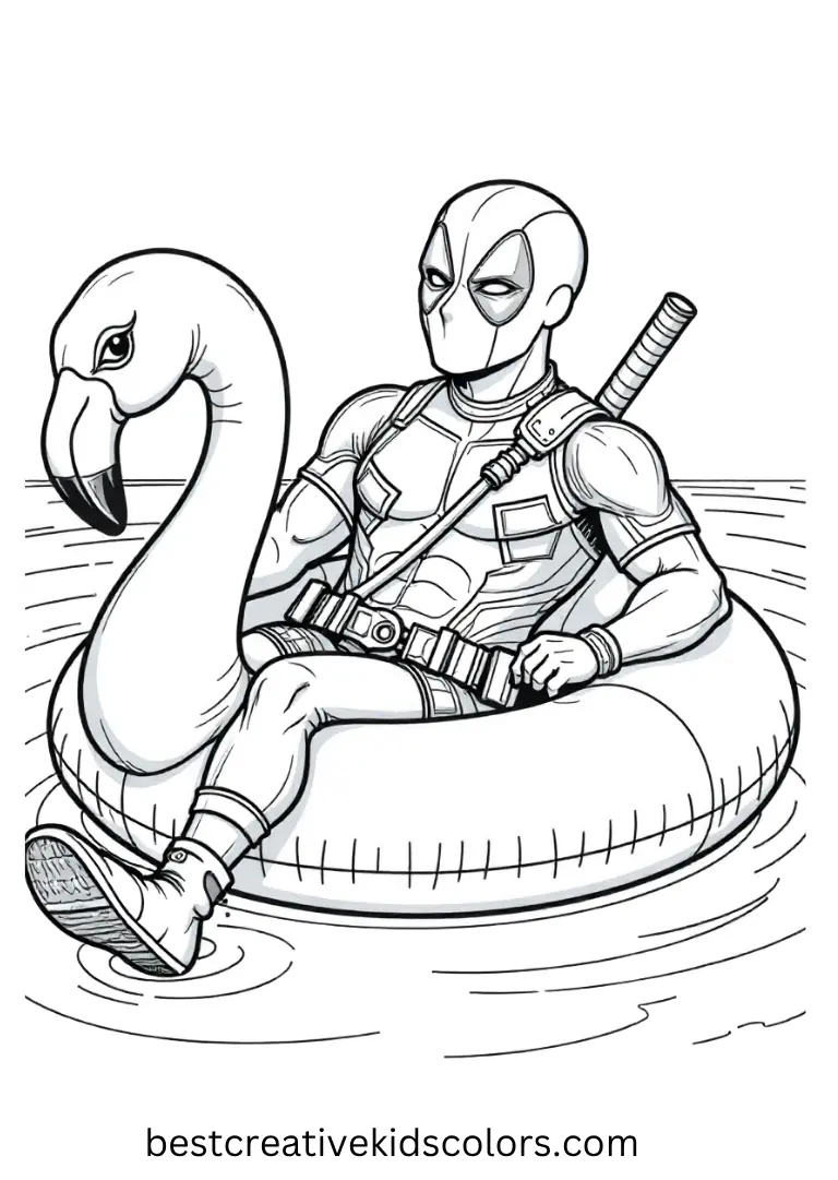 Funny Deadpool Coloring Sheet – Pool Float Comic Laughs