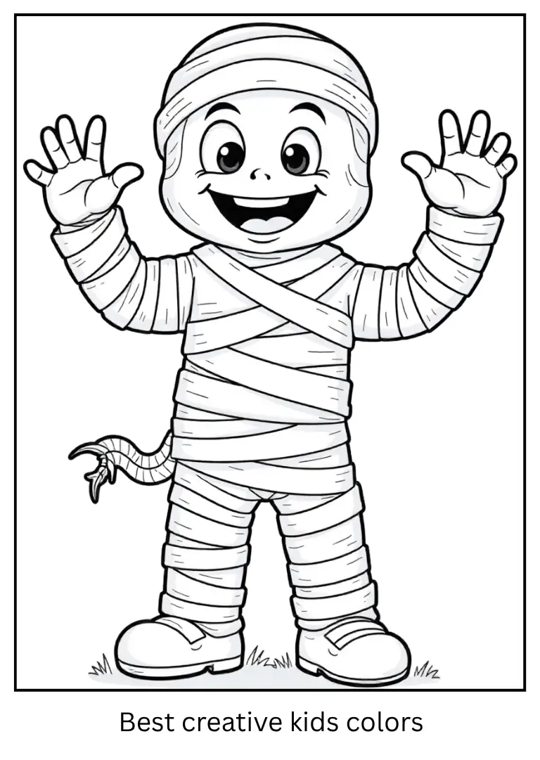 Funny Mummy Halloween Coloring Sheet