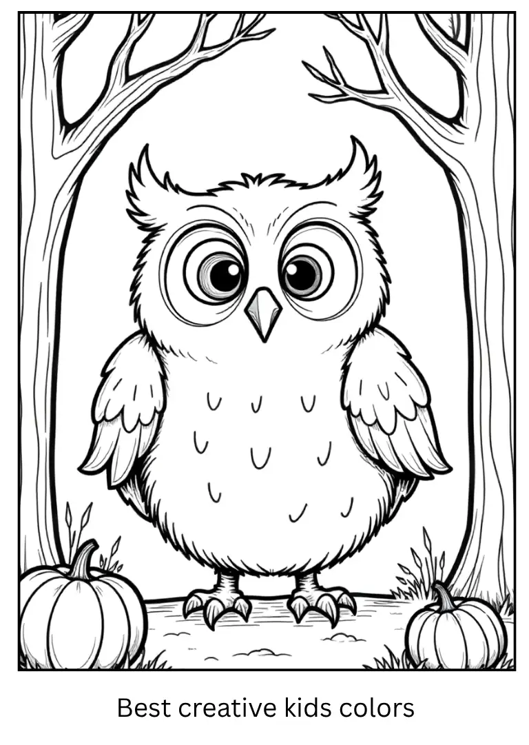 Funny Owl Halloween Coloring Page for Kids