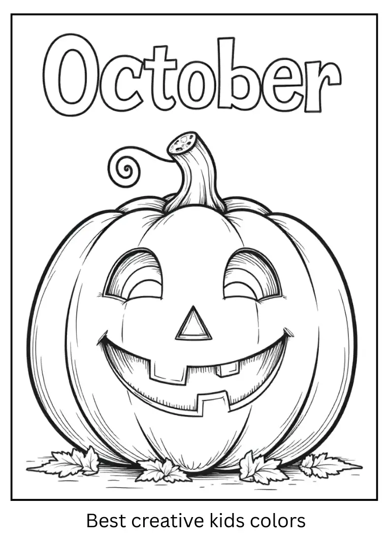 Funny Pumpkin October Coloring Outline