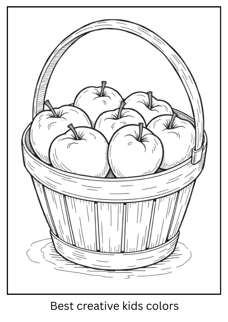 Gala Apples in Basket Coloring Page