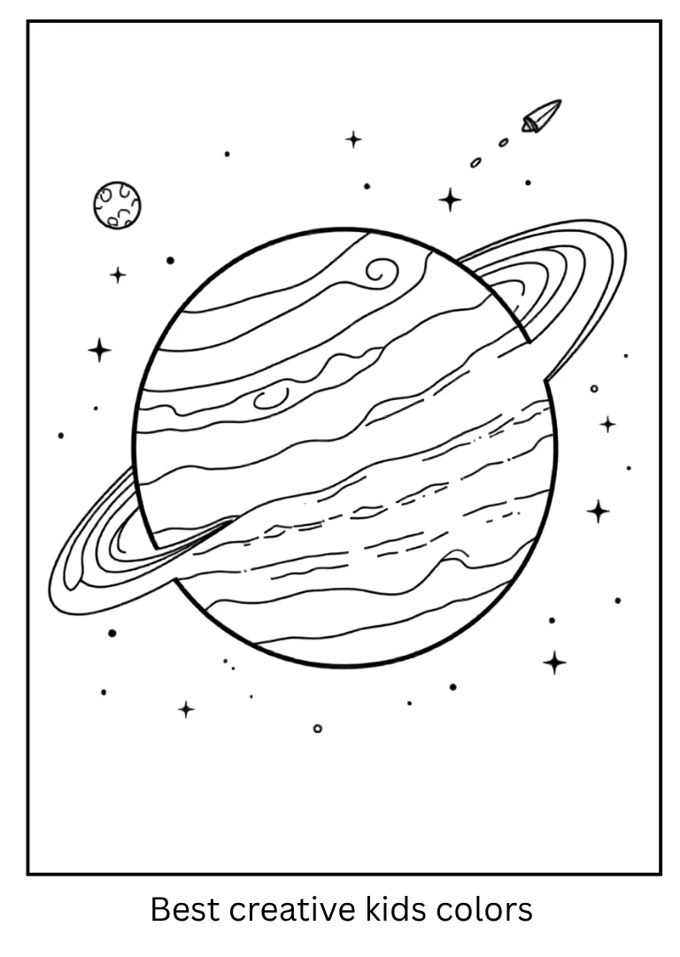 Gas Giant Coloring Page of Jupiter with Comet