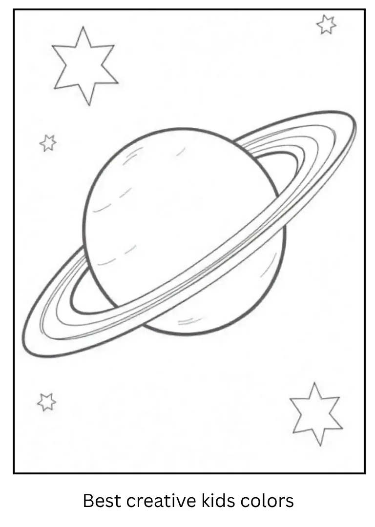 Gas Giant Coloring Page of Saturn with Rings