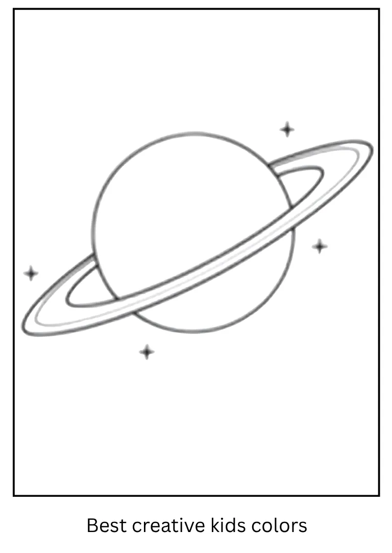 Gas Giant Coloring Page of Saturn with Stars
