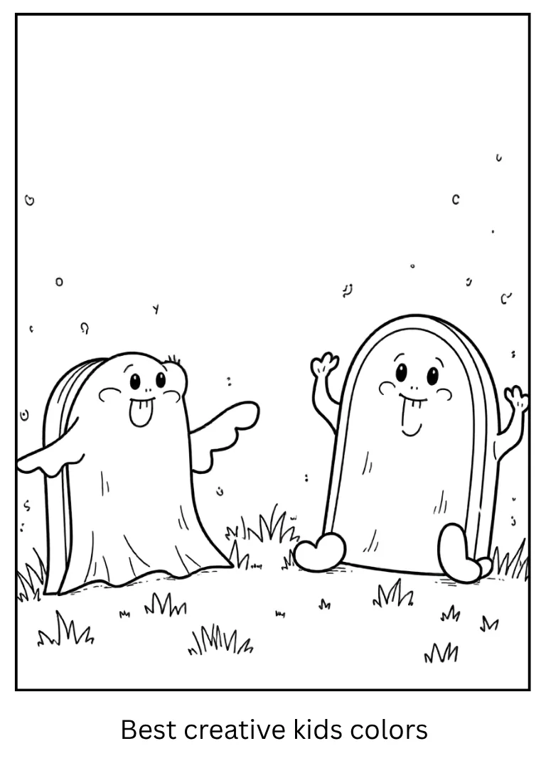 Ghosts in the Graveyard Coloring Sheet