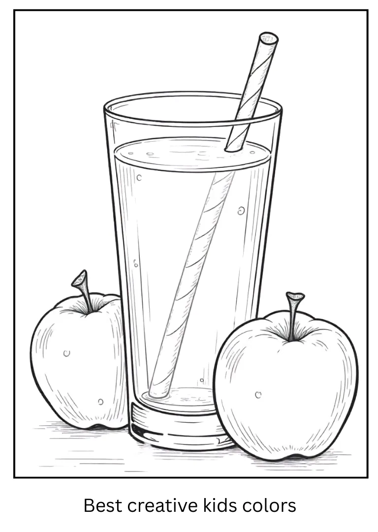 Glass of Apple Juice Coloring Page