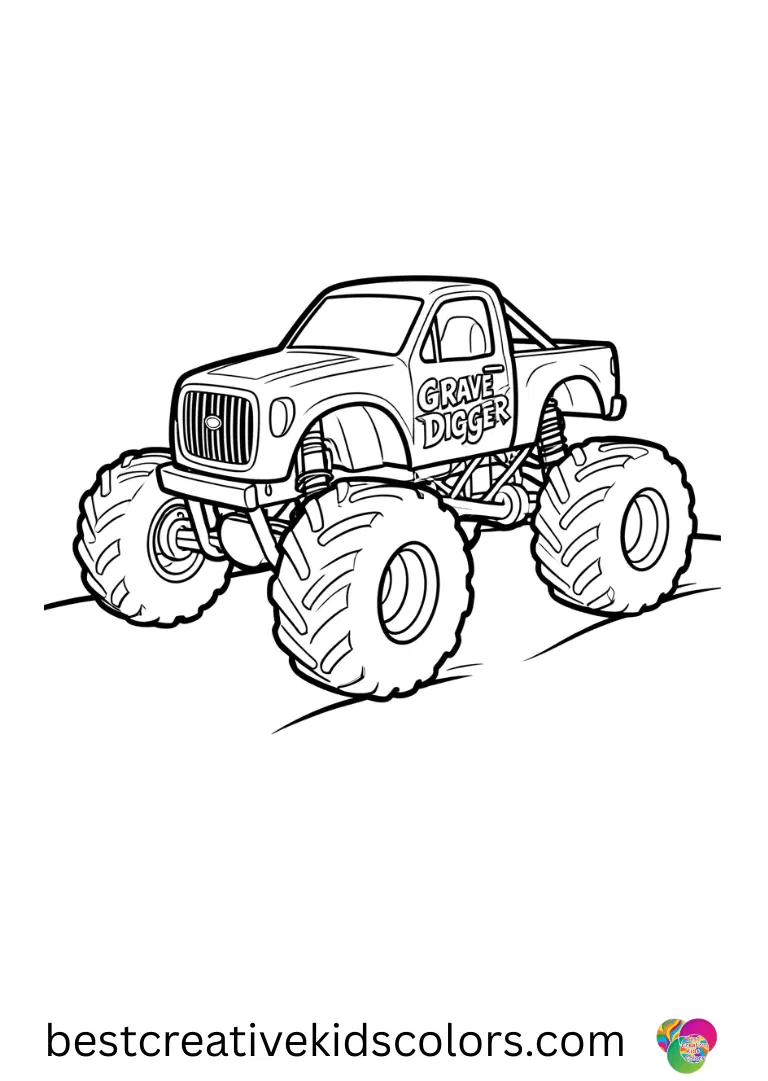 Grave Digger Monster Truck Coloring Pages Flame Drive