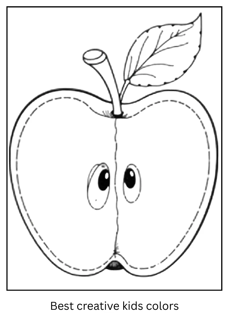 Half-Cut Apple Outline Coloring Page