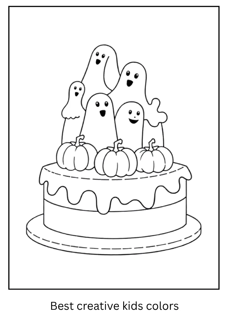 Halloween Cake Coloring Page