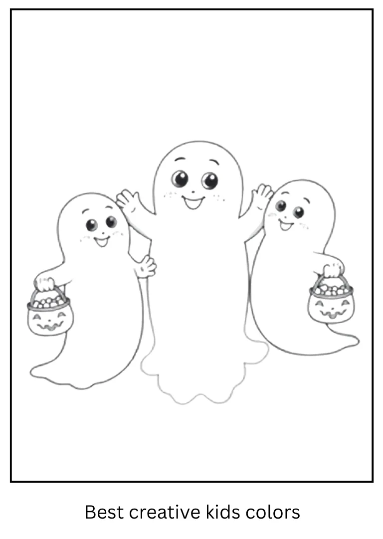 Halloween Ghost Family Coloring Page