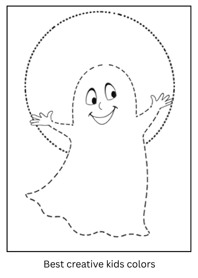 Halloween Ghost by the Moon Coloring Sheet