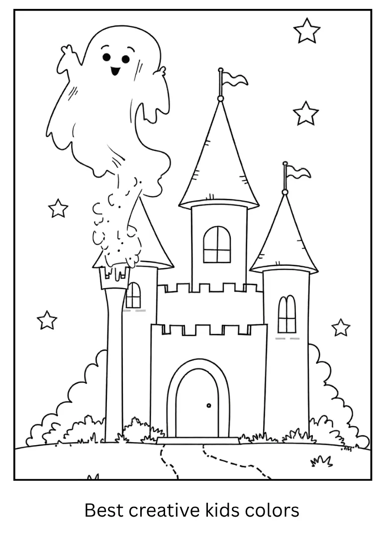 Halloween Haunted Castle Coloring Page