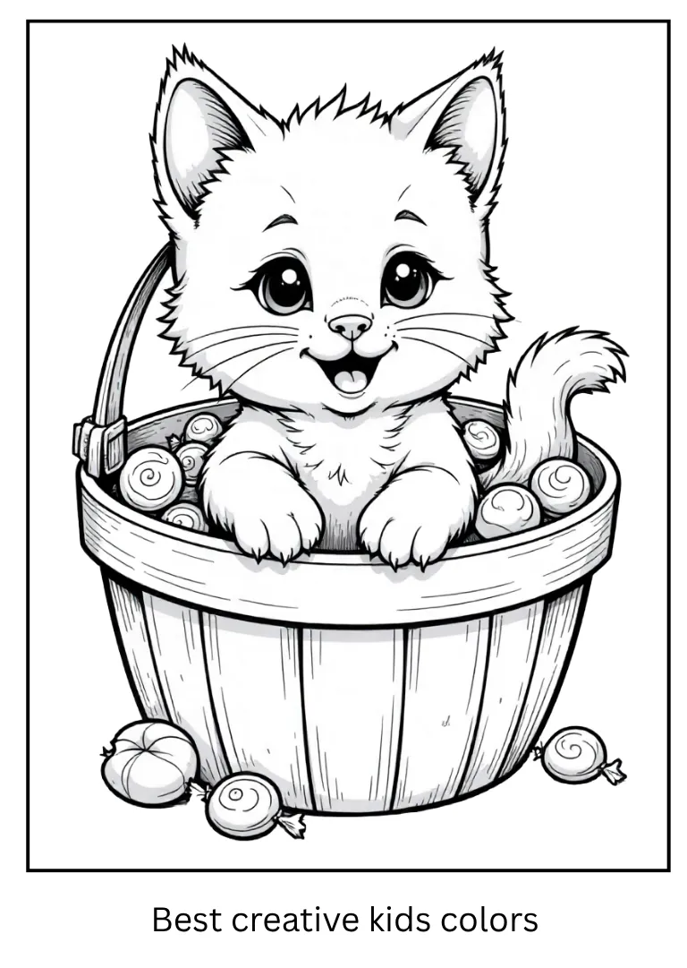 Halloween Kitten Coloring Sheet