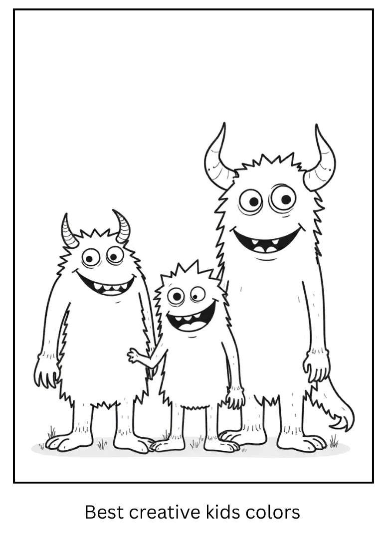 Halloween Monster Family Coloring Page