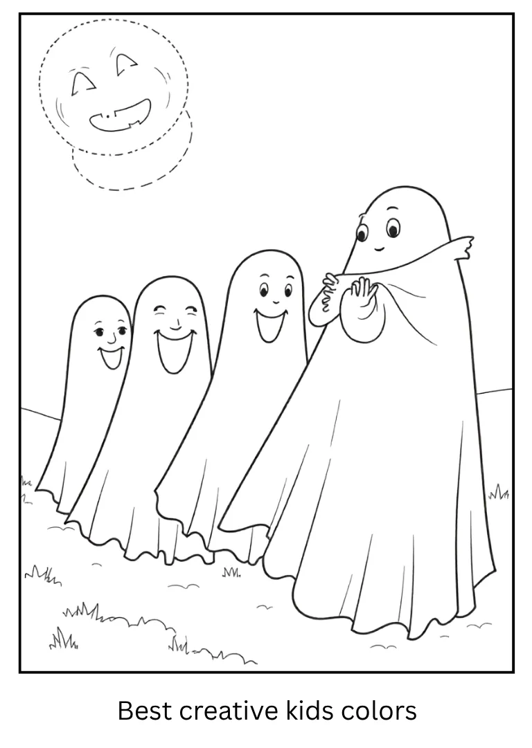Halloween Night Ghost Parade Coloring Sheet