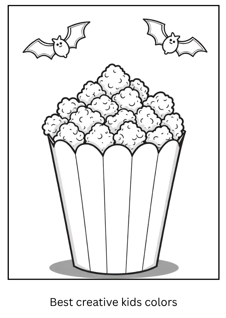 Halloween Popcorn Bucket Coloring Sheet