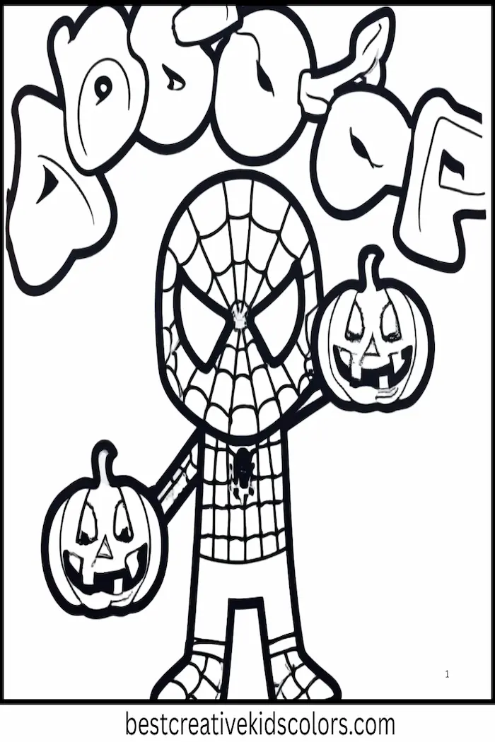 Halloween Spider-Man Coloring Activity Page