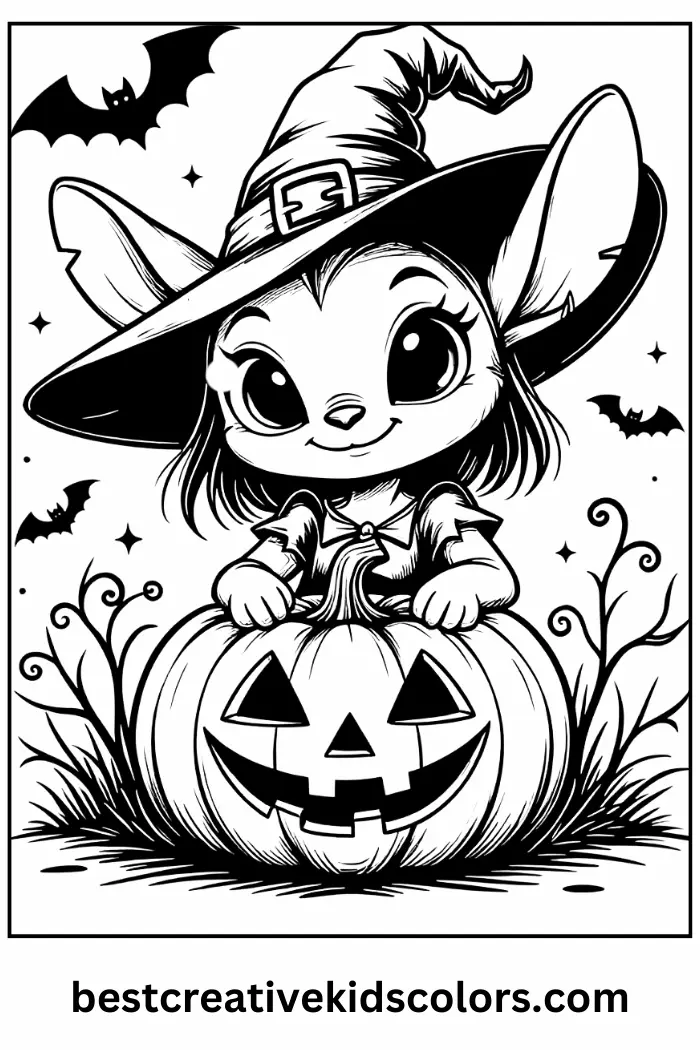 Halloween Stitch Coloring Page Fun (1)