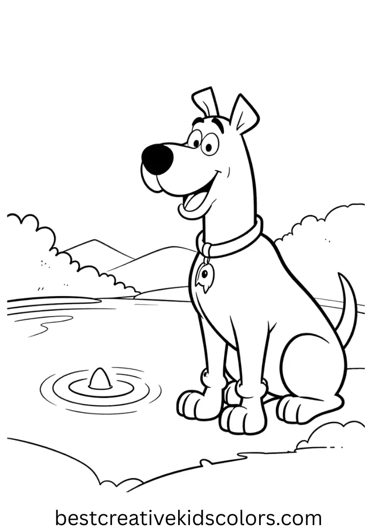 Halloween coloring pages scooby doo free places Scooby counting soft ripples in a quiet pond.
