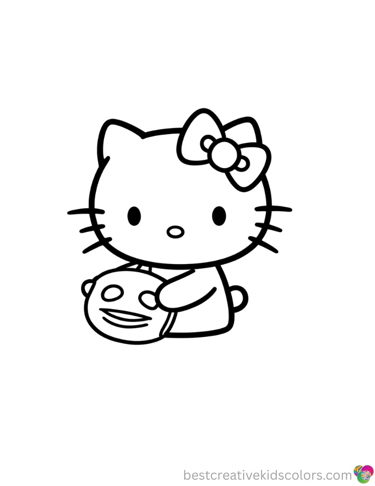 The cute Halloween hello kitty coloring safely presents Hello Kitty washing a plastic mask.