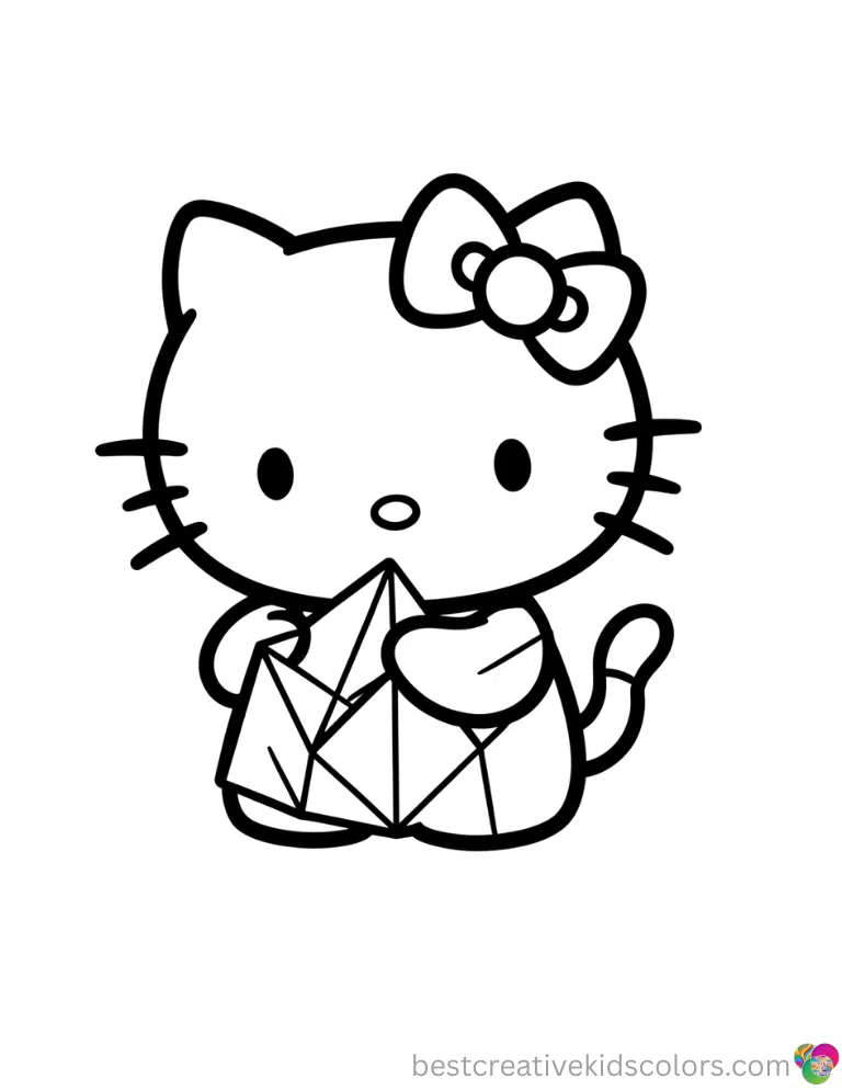 Hello Kitty cleanly folds a black paper cat nicely inside Halloween hello kitty printable.