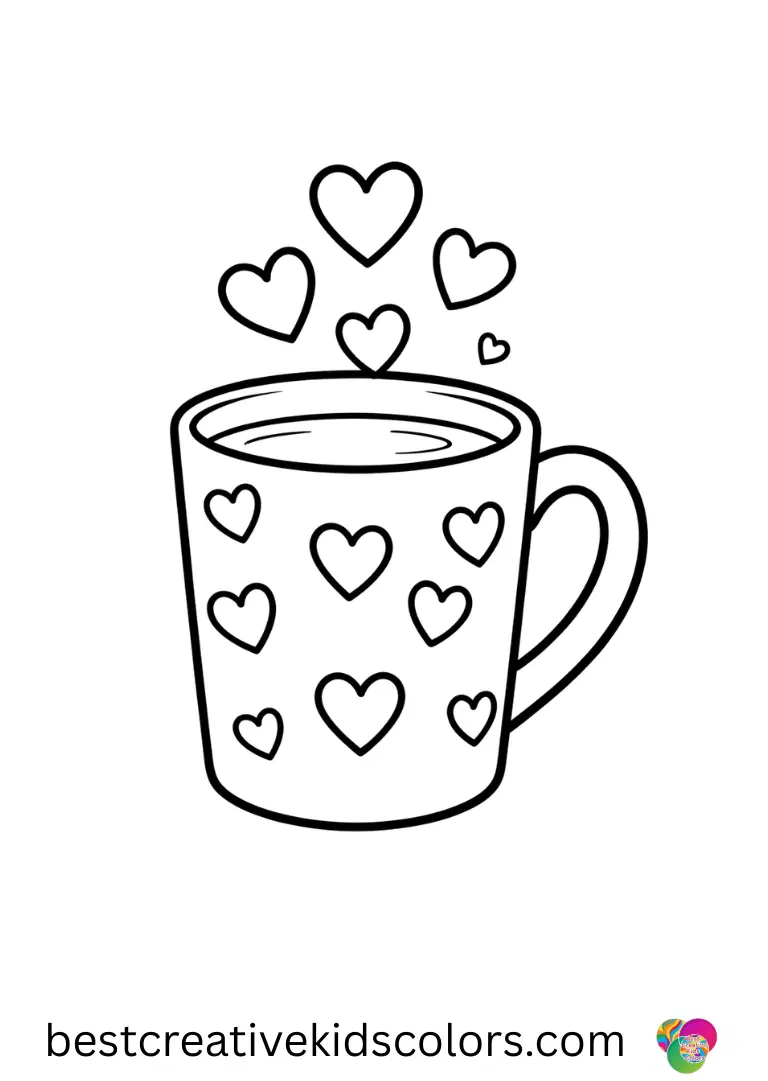 Happy Birthday Dad Coloring Pages PDF Happy Birthday Dad Coloring Pages PDF shows a coffee mug with hearts floating upward